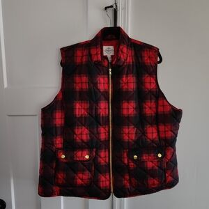 St. John's Bay Red and Black Plaid Puffer Vest 2x